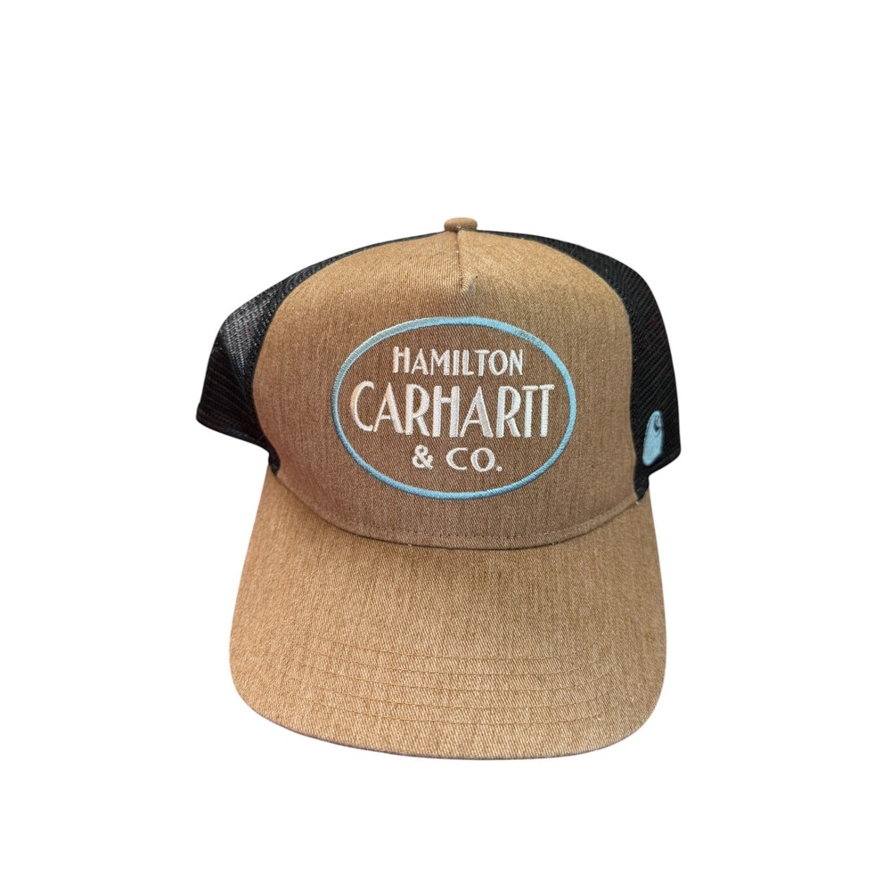 Carhartt Hamilton & Co Trucker Hat Brown Black Mesh Snapback Cap retro Style